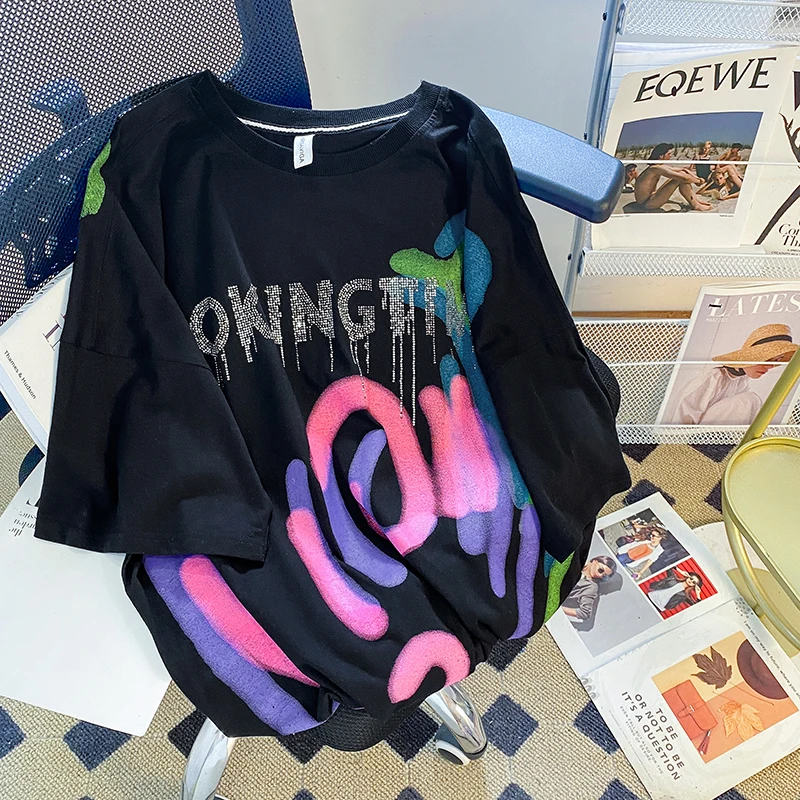Ironing Short Sleeve T-shirt Mulheres Verão New