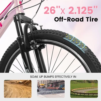 Ecarpat 24/26 Inch Mountain Bike Girls Womens, 21 Speed Mount Bicycles, Female Outdoor Cycling Commuting City Bike Birthday Gift 2