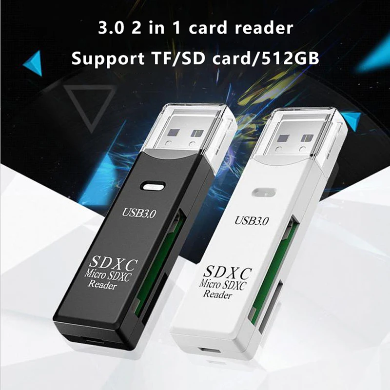 

2 IN 1 Card Reader USB 3.0 Micro SD TF Card Memory Reader High Speed Multi-card Writer Adapter Flash Drive Laptop Accessories