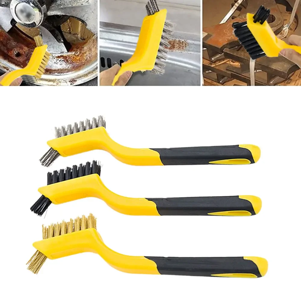 7 Inch Mini Wire Brush Brass Nylon & Stainless Steel Rust Remover Metal Cleaning Tool stainless steel wire brush wire brush cleaning brush wire cleaning brush mini brush set cleaning brush set