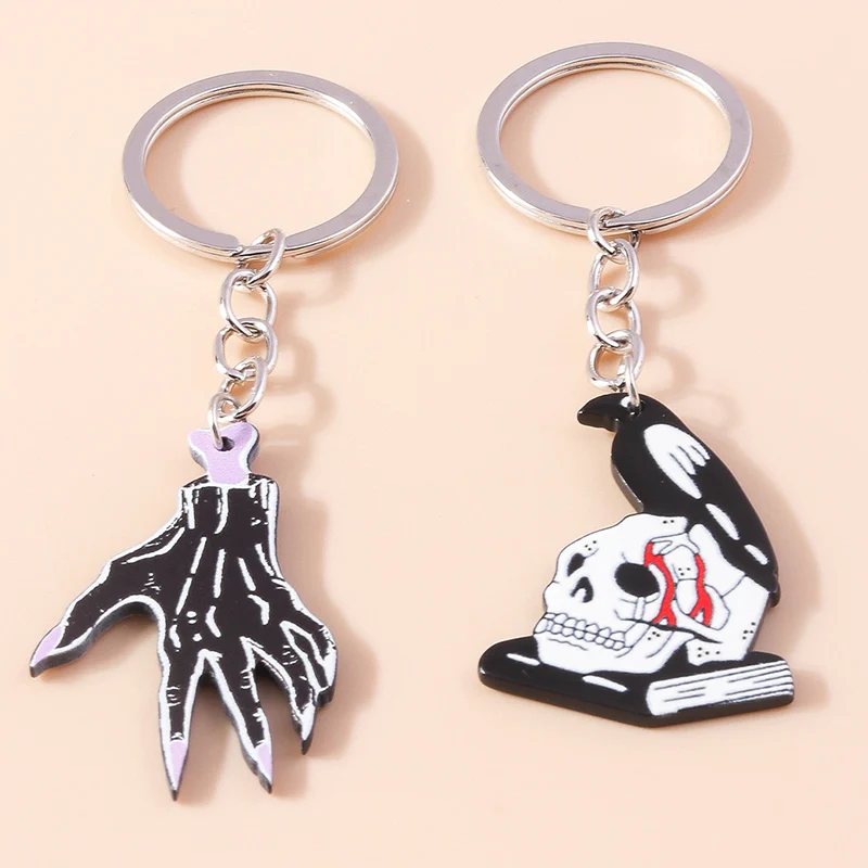 2 Stück Schädel Schlüssel bund Halloween Geist Krallen Schlüssel ring Anhänger für Männer Frauen Handtasche Dekor Charms DIY Schlüssel anhänger Schmuck Geschenke – Detail 12