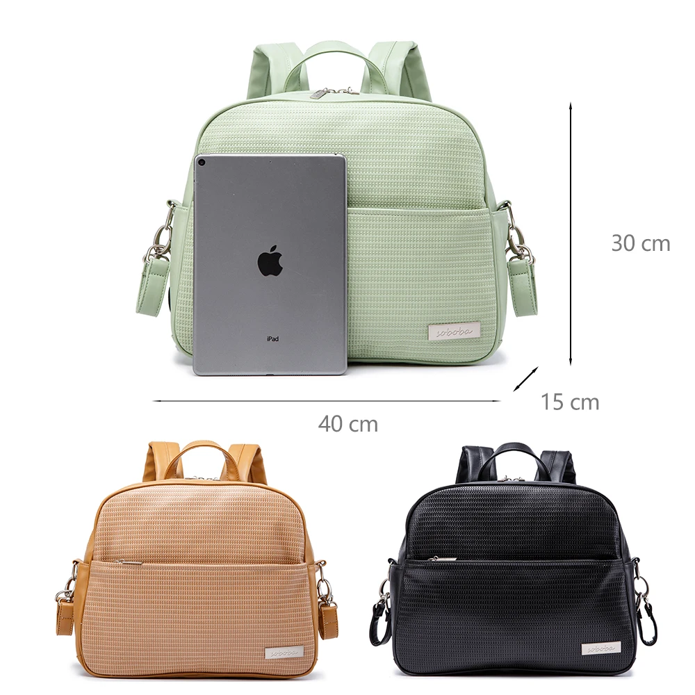 Soboba Diaper Backpack for Newborn Baby Waterproof Multi-function Travel Nappy Changing Bag Patchwork Stylish Diaper Bag