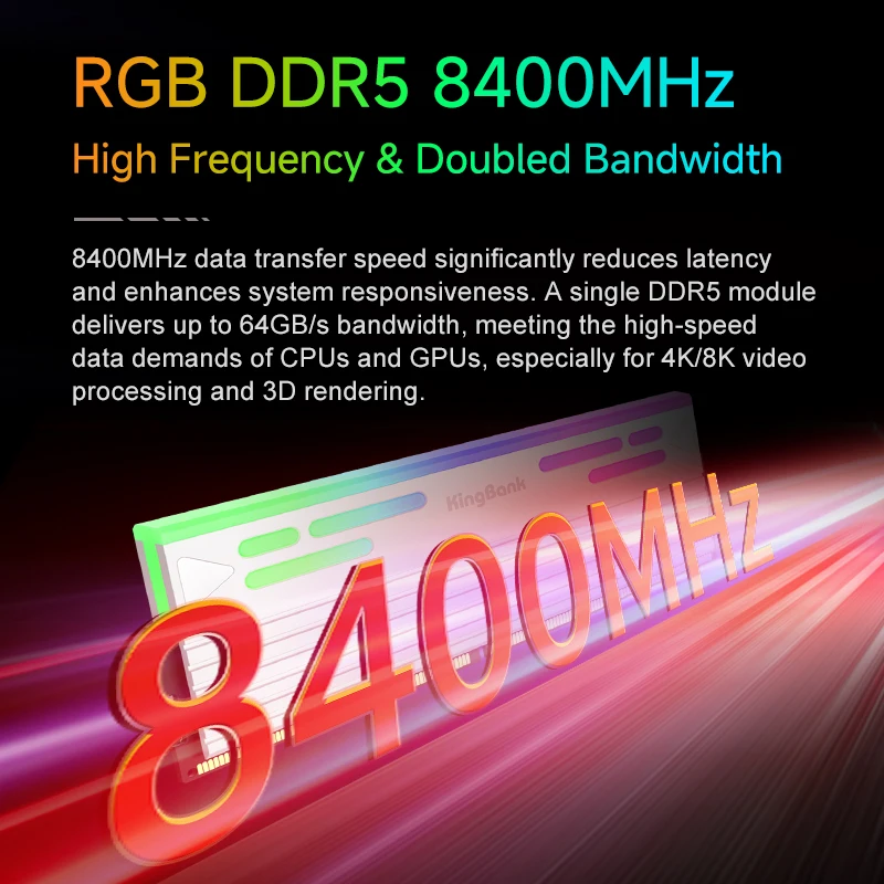 KingBank 48GB 24Gx2 White RGB DDR5 8400MHz Memory Kit CL38 Hynix M