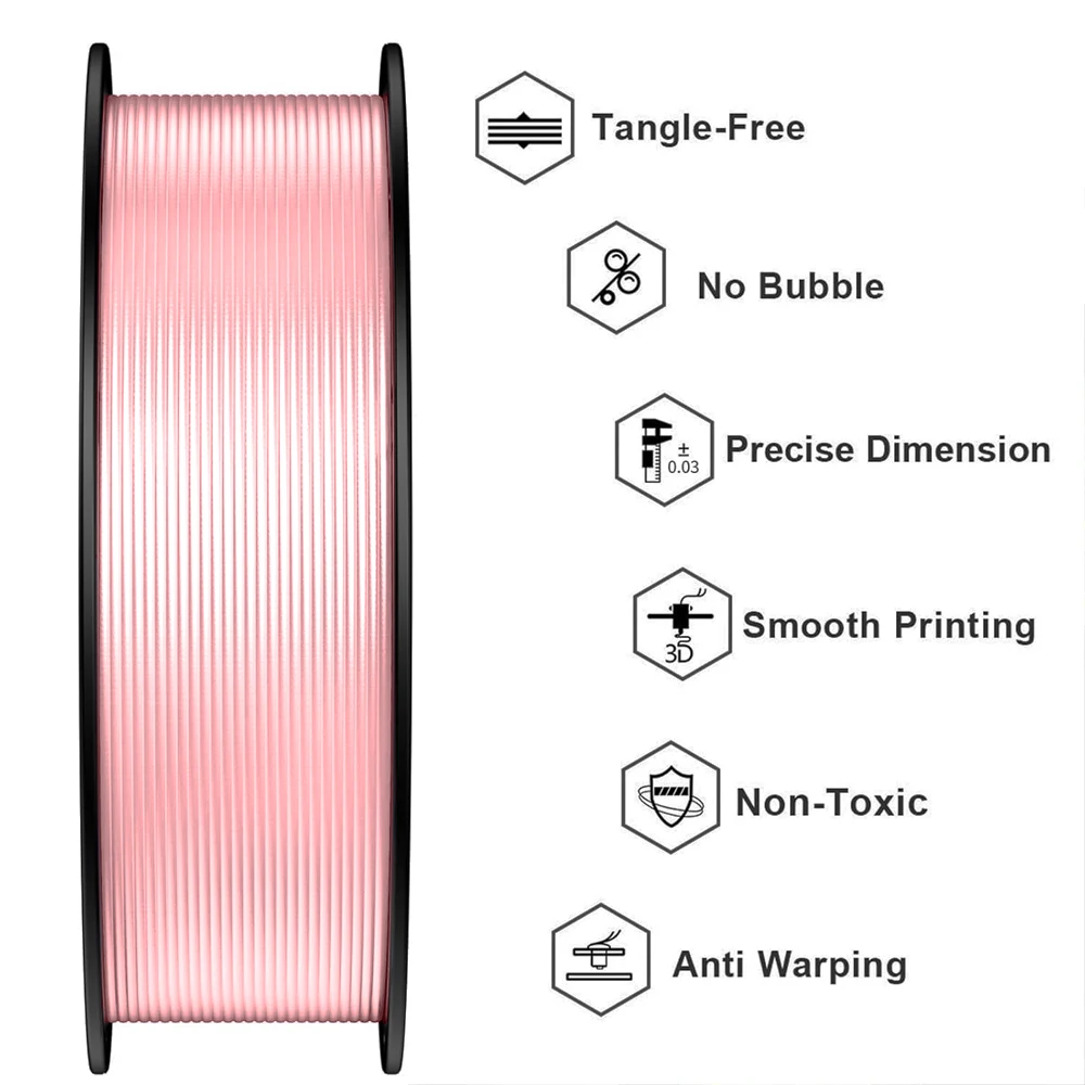 실크 PLA 3D 프린터 필라멘트 1.75mm는 대부분의 3D 프린터에 적합하며, 마카롱 색상 1kg (2.2 lbs) 1롤입니다.