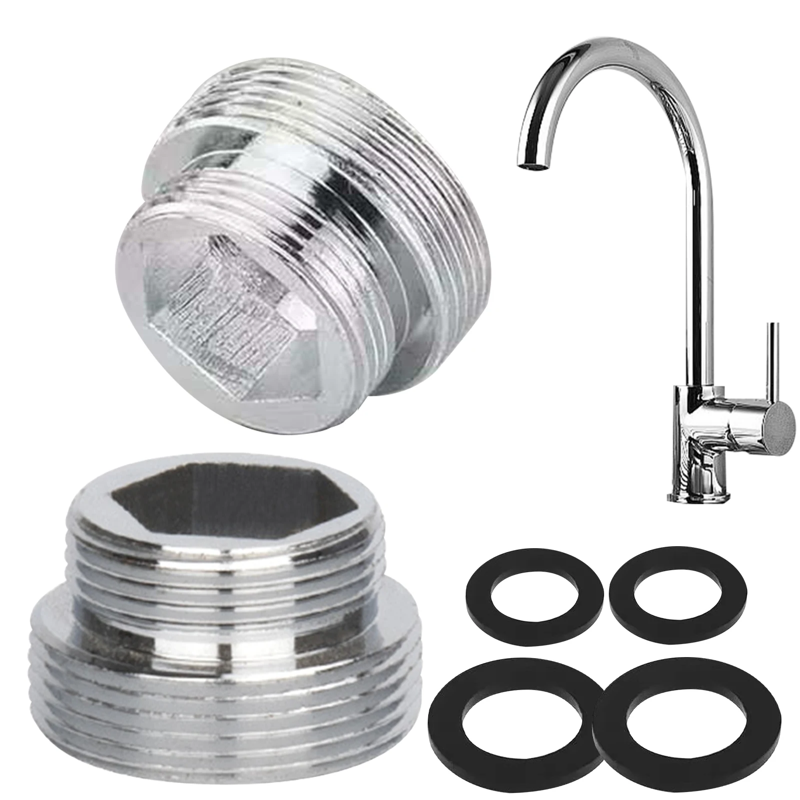

2pcs With Gaskets Bathroom Faucet Adapter Garden Copper Easy Install Plumbing Accessories External Thread Kitchen Tap Connector