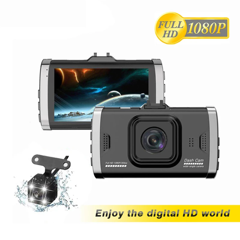 

Car DVR 3 Inch Full HD 1080P Night Vision Dash Cam Dual Lens Vehicle Rear View Car Camera Camcorder Auto Drive Recorder Gsensor