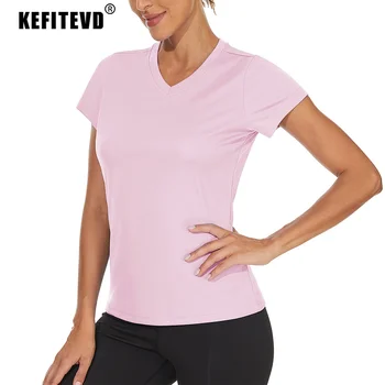 KEFITEVD Colorful T-shirts Women UPF 50+ UV Sun Protection Short Sleeve T Shirt Quick Dry Gym Yoga Workout Tee Running T Shirts 3