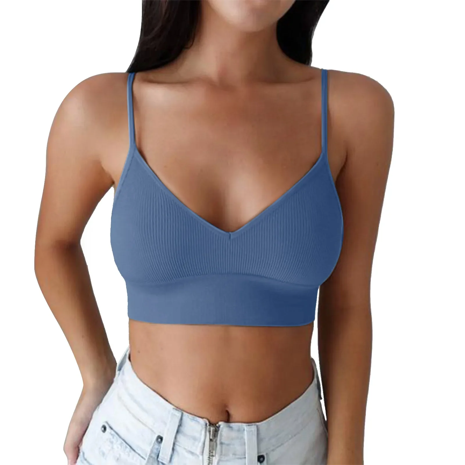 Brassière sport femme col V sans armature