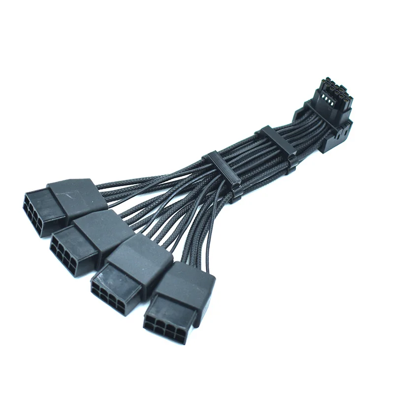 RTX 4090 4080 그래픽용 소프트 브레이드 패턴 케이블, 4x PCI-E 8 핀-90 도, 12VHPWR 16 핀 (12 + 4) 커넥터, 16AWG