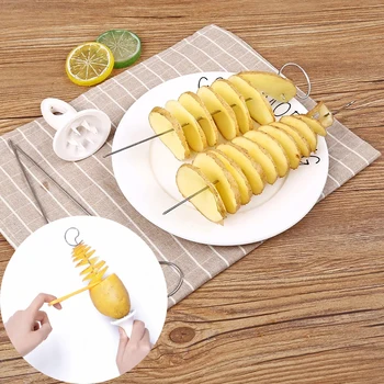 2/4/6 Set ruota affettatrice per patate in acciaio inossidabile e plastica a spirale taglierina per fette di patate fai da te manuale creativo gadget da cucina 1