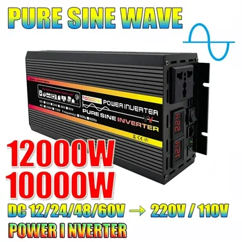 12000W/10000W Pure Sine Wave Power Inverter LED Display Power Inverter Transformer 12V 24V 48V 60V TO 220V Voltage Converter