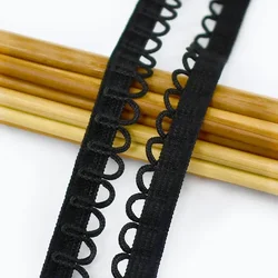 Nylon Elastic Band U - Shape Loop Buttonhole Lace Ribbon Trim for DIY Sewing and Crafts (Black)