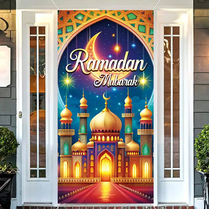 Eid Party Theme Background Decorations Eid Party Backdrop for Home Islamic Muslim Kareem Eid Al Adha Door Cover Prop Gift Poster