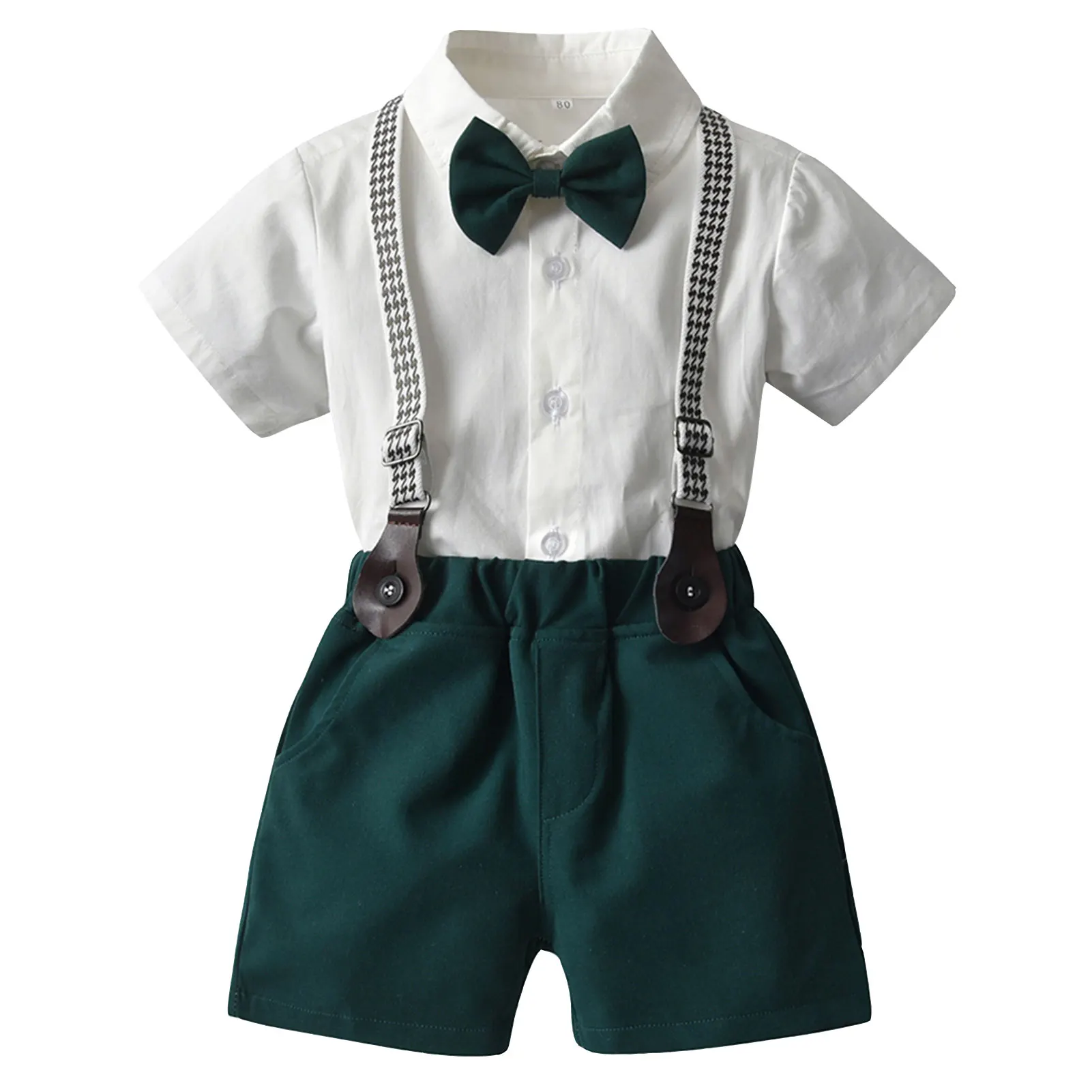 

Children's Suits Baby Boys Gentleman Short Sleeve Shirt with Bib Shorts 2-Piece Wedding Christmas Summer Clothing Set