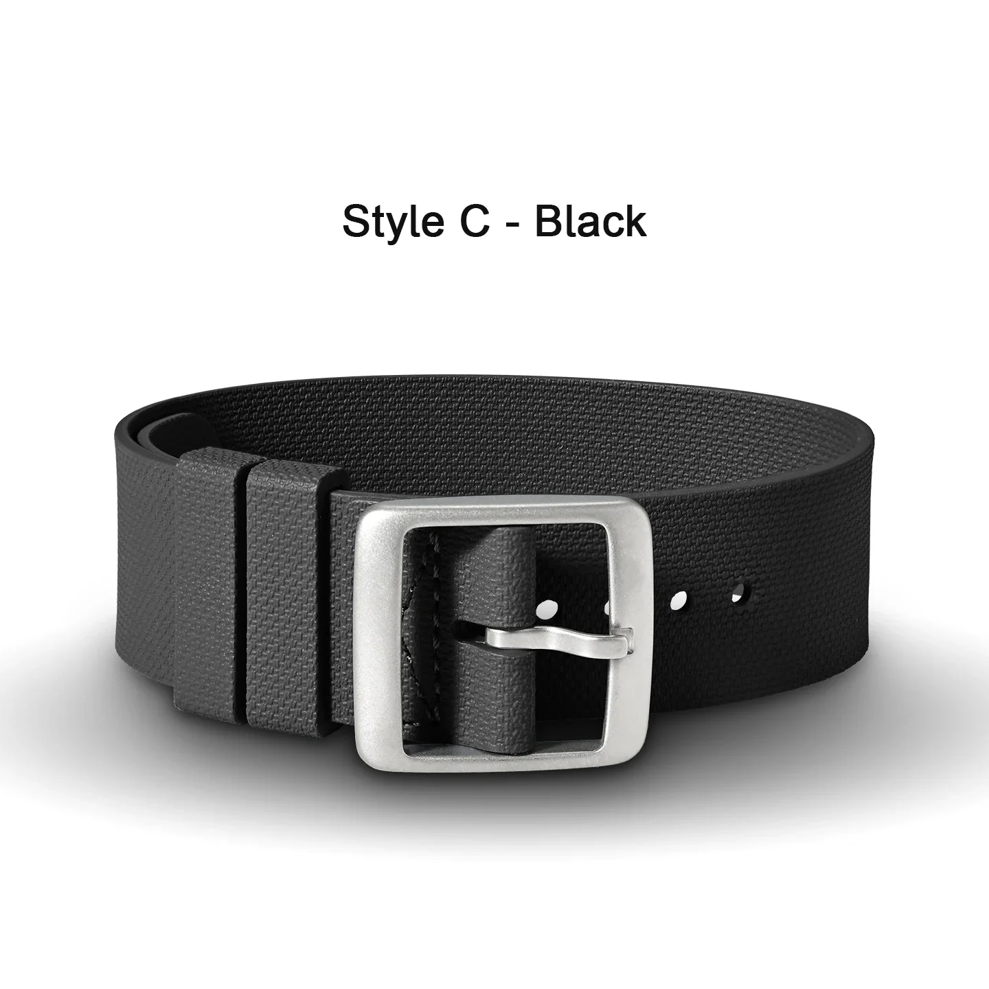 Durable Fluoro Rubber Sport Watch Band - Premium Military-Style One Piece Strap