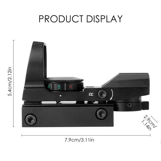 Visor HD impermeable a prueba de golpes, visor holográfico con película plateada, punto rojo interior ajustable