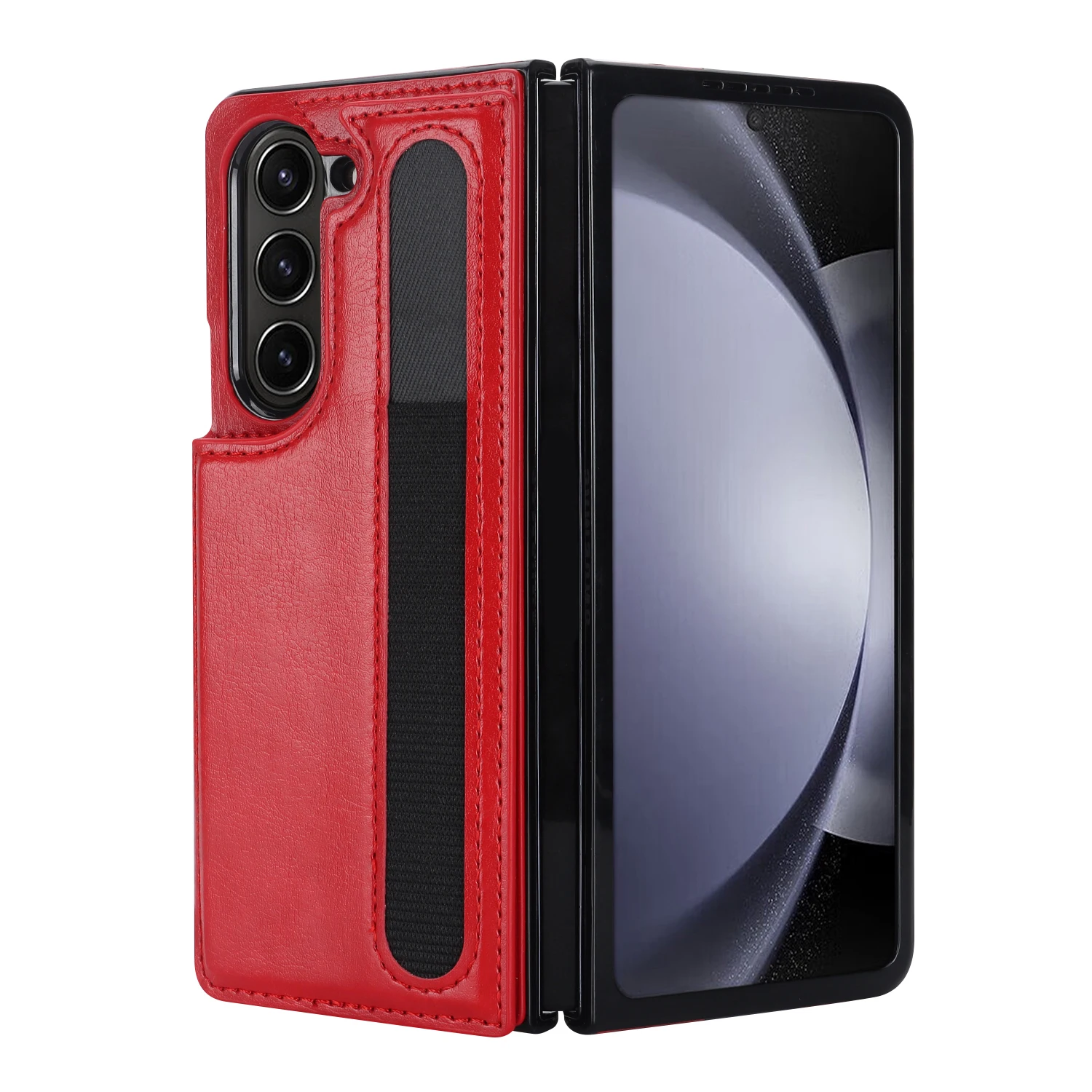 Leather Wallet Phone Case with Card Holder and Double Buckle, Pen Slot, Protective Design