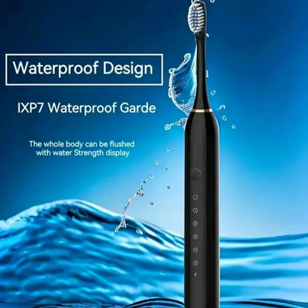Electric Toothbrush for Adults IPX7 Waterproof DuPont Brush Head USB Rechargeable High Frequency Cleaning 6 Cleaning Modes