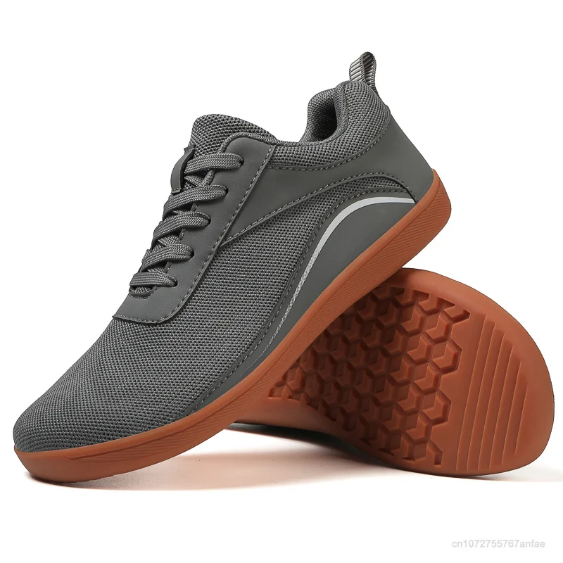 Barefoot Sneakers Adult Cross-Trainer Wide Toe Box Men's Wide Minimalist Zero Drop Sole Casual Knitting Walking Shoes Large Size 3