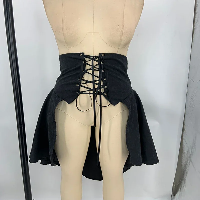 Graceart - Gonna da donna in stile vittoriano, steampunk, gotica, con balze regolabili, vintage, per Halloween, da vampiro medievale, S