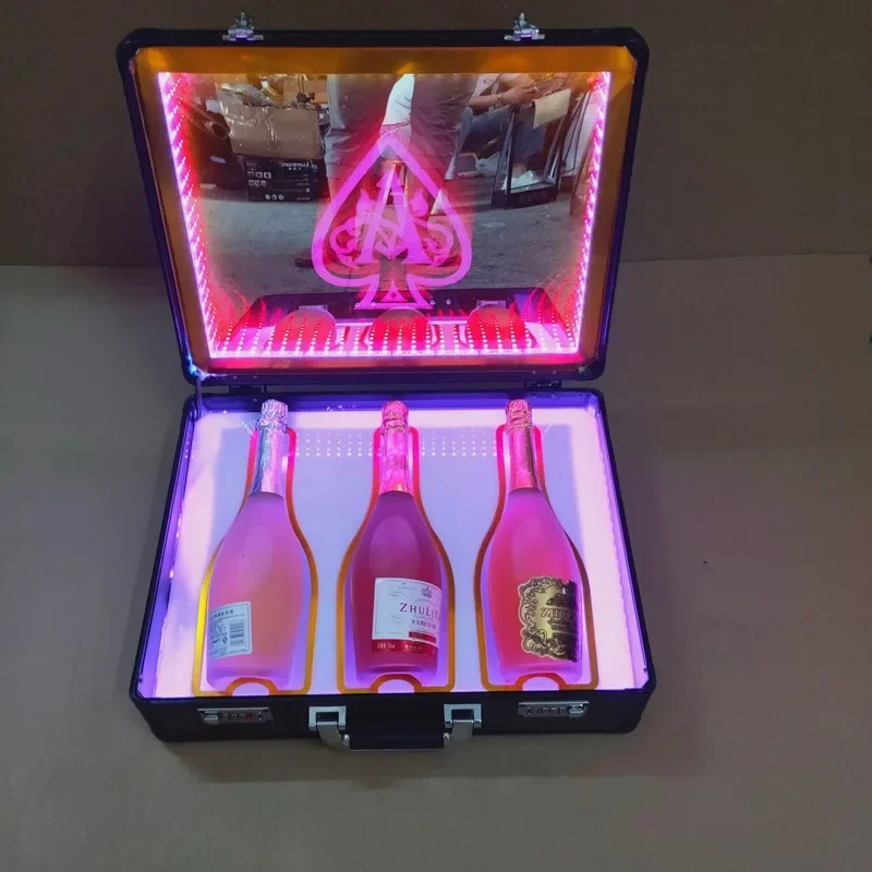 Champagne Whisky Bottle Display Case Rechargeable LED Spade A Box 3pcs 5pcs Bottle Container Bar Party Night Club Show Case