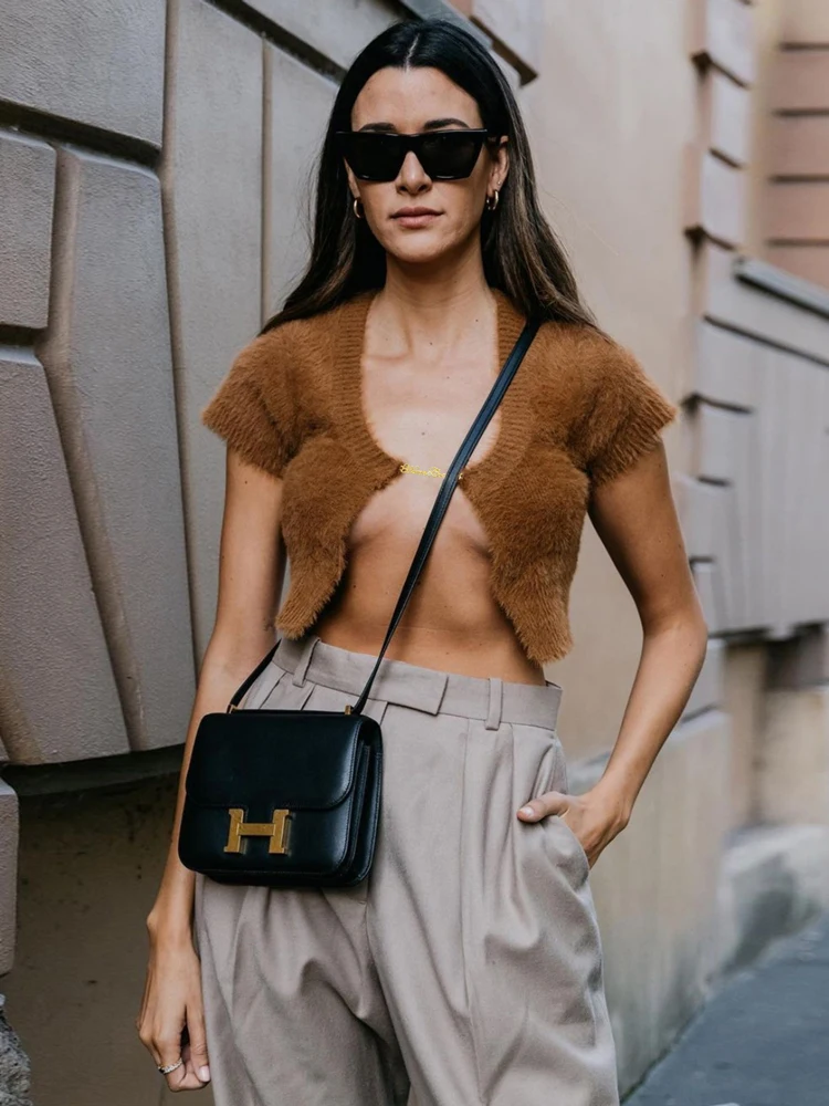 Tossy Chic Mini Cropped Cardigan Tops Sweater Short Sleeve Knit