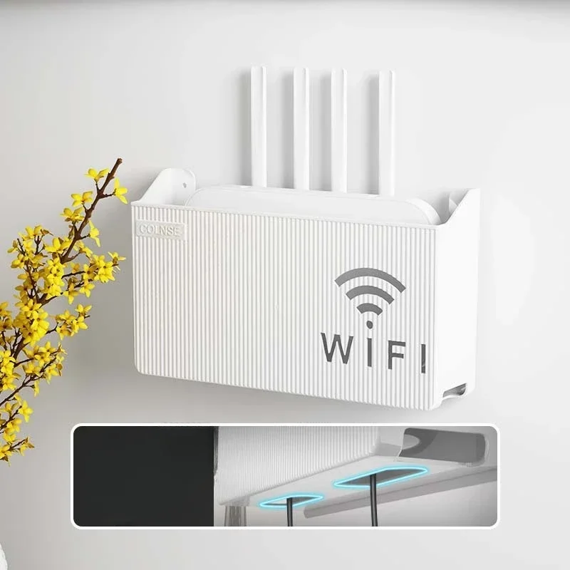 Plastikowa półka na bezprzewodowy router Wi-Fi z tworzywa ABS Półka do montażu na ścianie Stojak na routery Stojak na kabel Wspornik zasilania Organizer do salonu