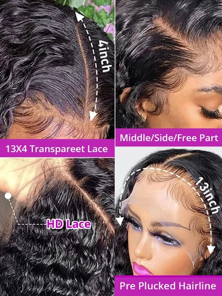Parrucca Frontale in Pizzo HD ad Alta Densità con Capelli Umani Ricci Afro 13x4 13x6, Parrucche Senza Colla con Pizzo Frontale Completo HD, Parrucche Brasiliane Ricci in Capelli Umani - immagine 4