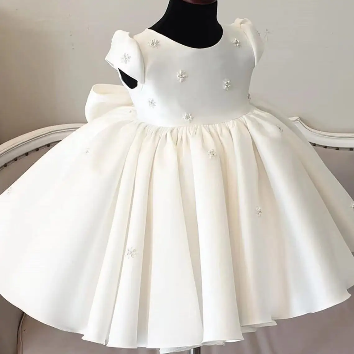 

Baby Baptism Dress Princess Bridesmaid Kids Dress For Girls Elegant Bow Girls Dress For Party And Wedding Baby Christening Gown