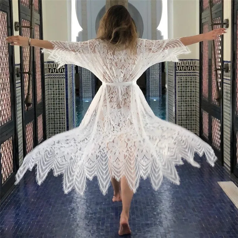 

TEELYNN белый длинный кардиган, бикини, накидка, женский халат в стиле бохо, праздничная вечерняя свободная накидка, платья, блузки