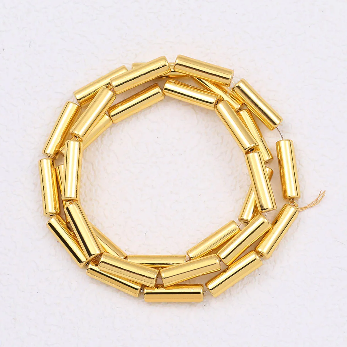 Rose Gold Plated Lava Stone Cylinder Beads