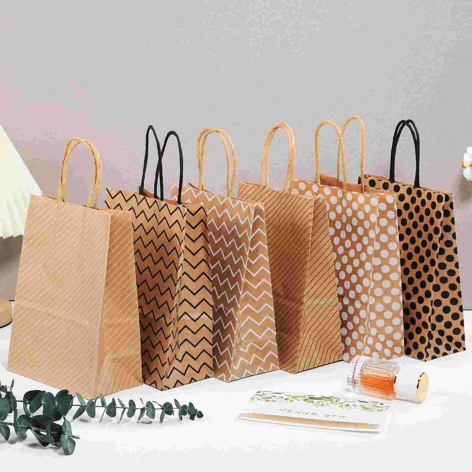 다크 브라운 종이 크래프트 토트백, 선물 포장 가방, 중소 비즈니스 크리스마스, 12 개