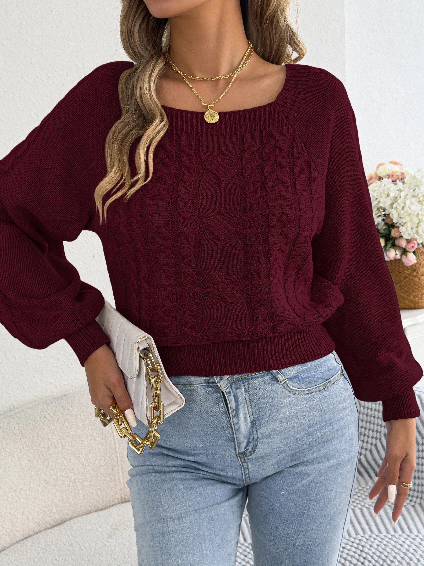 White Casual Woman Sweater Autumn Winter