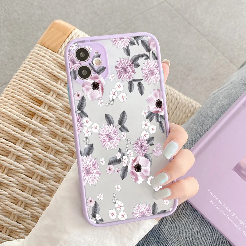 Painted Floral Shockproof Phone Case with Flower Design