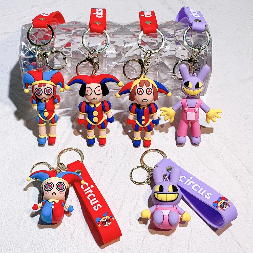 Anime The Amazing Digital Circus Keychains Pomni Jax Cartoon Keyrings TADC Cute Doll Pendant Key Chains for Backpack Decoration