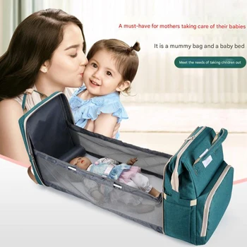 Borsa per mamma, leggera, portatile, pieghevole, per culla, borse per maternità da viaggio di grande capacità , zaino per bambini, borsa per mamma femminile 1