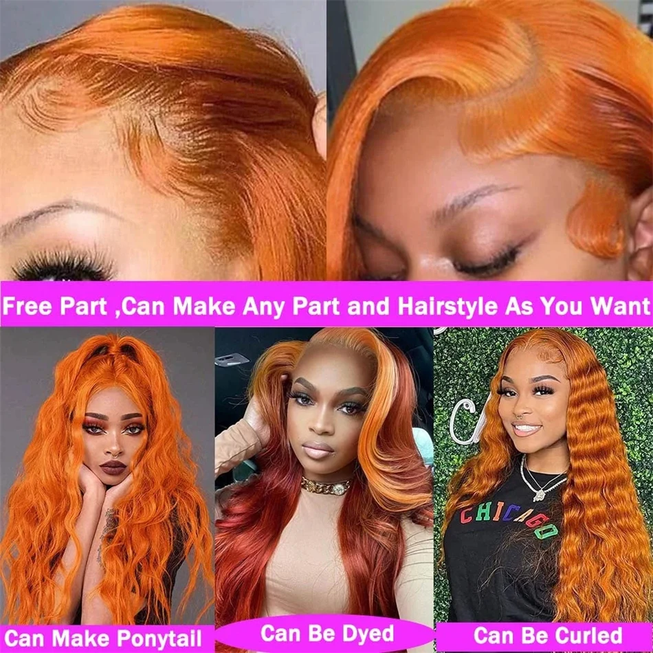 13x6 Hd Lace Frontal Orange Ginger Human Hair Wig 5