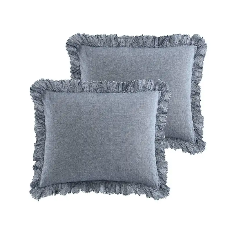 

Homes and Gardens Chambray Blue Solid Cotton Pillow Sham, Standard (2 Count) Plane pillow Pillows for sleeping Car neck pillow C