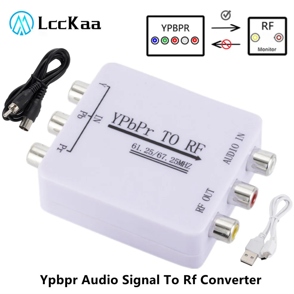 LccKaa Ypbpr to RF Converter Audio Signal Decoder Radio Frequency Single Wire Transmission Tuner Receiving Decoding Audio Cable wholesale price gray rose red velvet bracelet display holder jewelry receiving for bracelets bangle organizer shelf rack stand