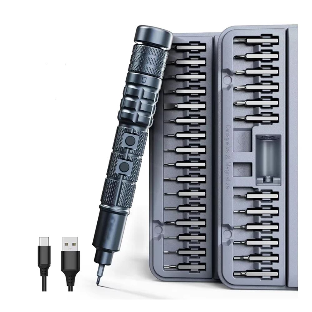 Electric Screwdriver 3 Gears Torque Rechargeable Portable Tool Kit for Electronics Laptops Clocks Glasses Repair