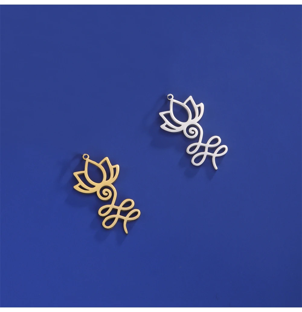 Großhandel Edelstahl Unalome Lotus Blume Charms Religiöse Amulett Anhänger Zubehör Für Ohrringe Halskette Schmuck Diy Machen – Detail 15