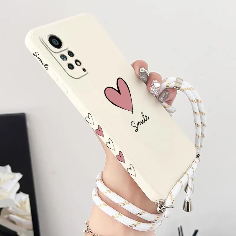 Big Red Heart Crossbody Lanyard Silicone Phone Case Cover