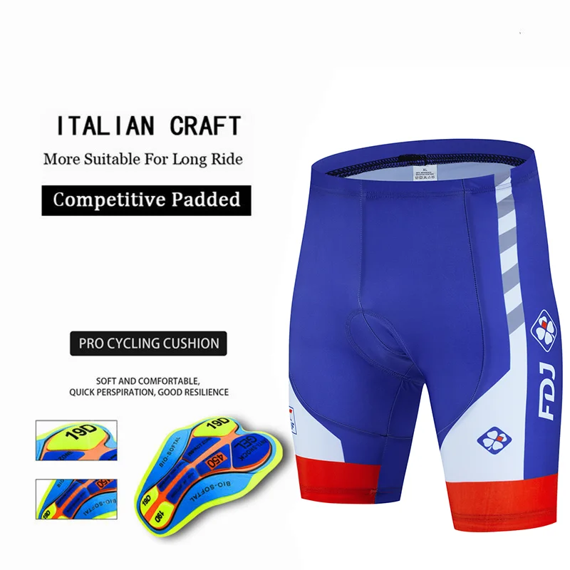 Groupama Fdj Team Blue Men's Cycling Bicycle Clothing, Bib Shorts with Gel Pad, 2024