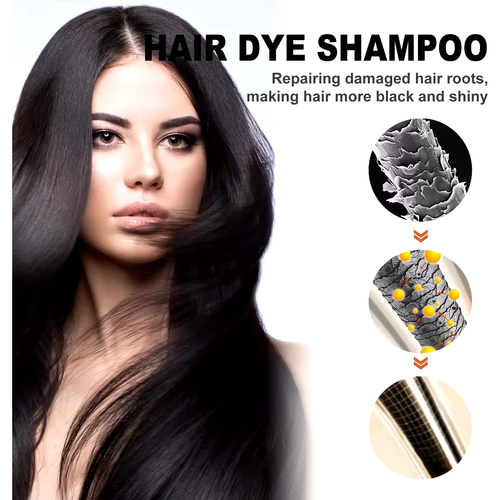 500ml Natural Herbal Hair Dye Shampoo 3 in 1 Change Hair Color Gray Hair to Dark Brown Black Deep Nourishing Fashion Hair Care 2