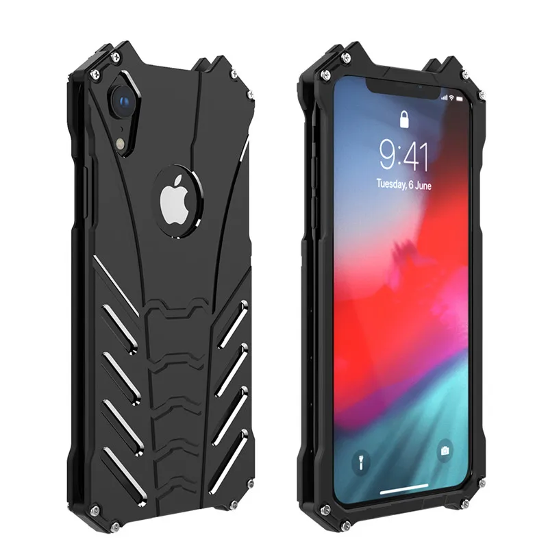 

R-just Phone Case For Iphone 12 11 Pro Xs Max Xr X 8 7 Plus Metal Aluminum Shockproof Drop-proof Cover Armor Anti-knock Shell