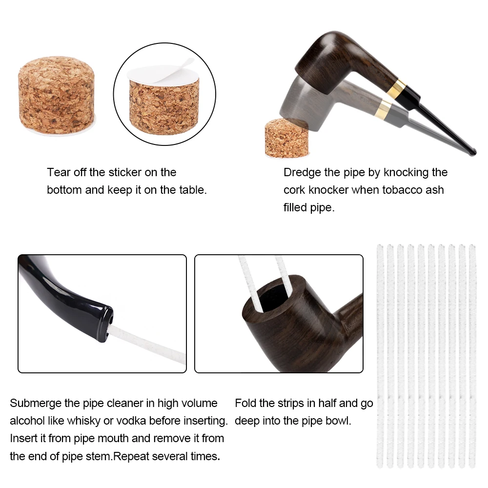 Tobacco Pipe Set Accessories 9MM Filter Solid Wood for Billiard with 10 Tools Kits