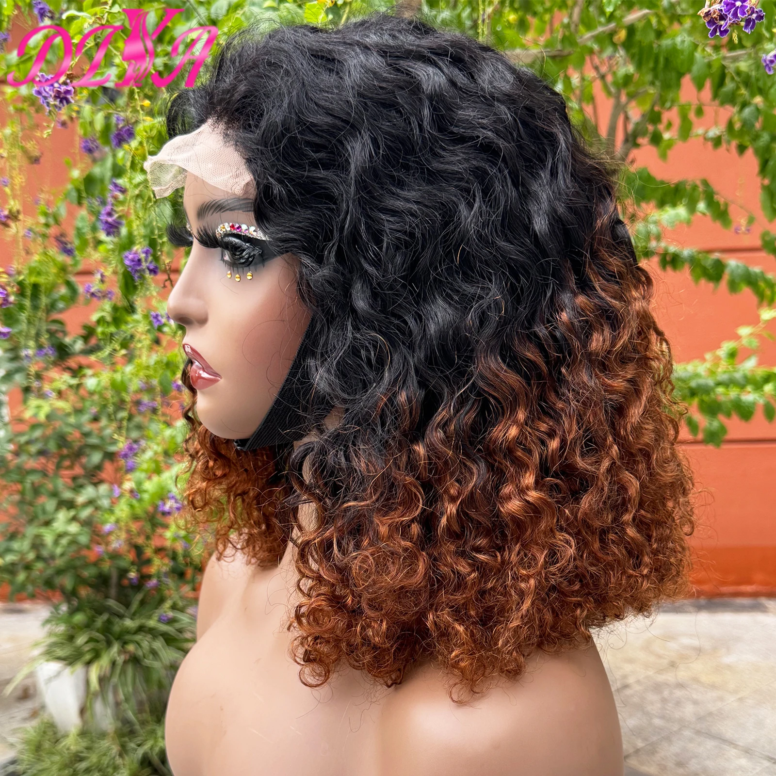 Short Bob Water Wave Human Hair Wigs 4x4 Transparent Lace Closure Wig 250% Density Curly Wavy Remy Hair Wig for Black Women 1