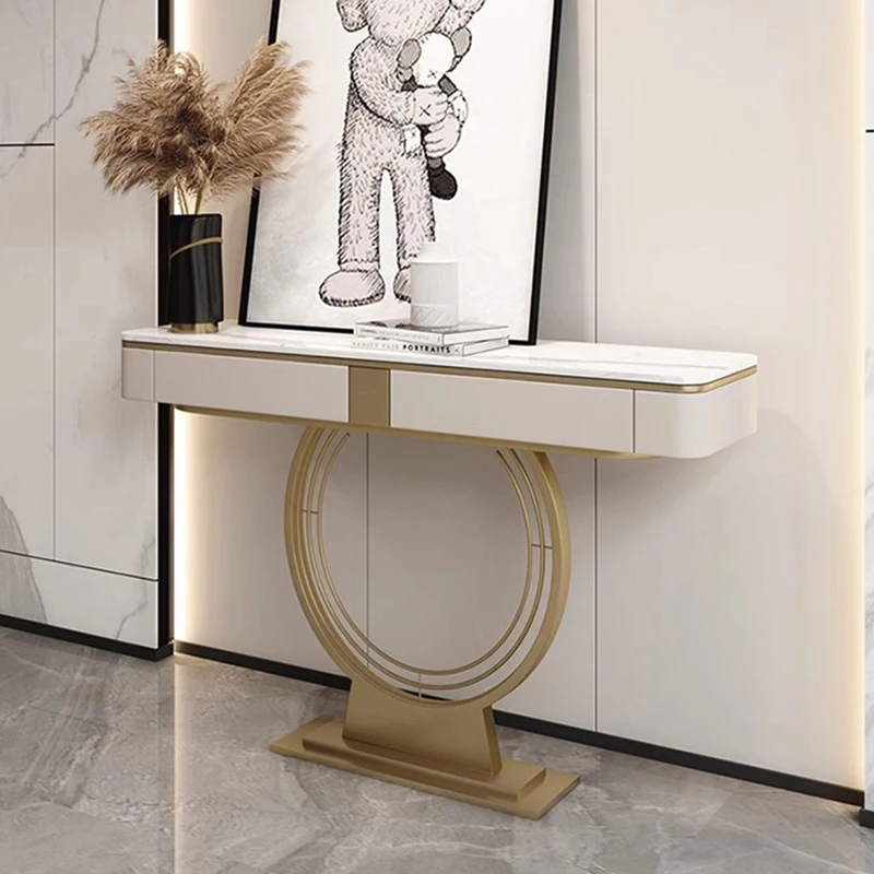 Tavoli Console dal Design Semplice, Tavolo Console Moderno di Lusso per Ingresso, Tavolo con Spazio di Archiviazione per Soggiorno