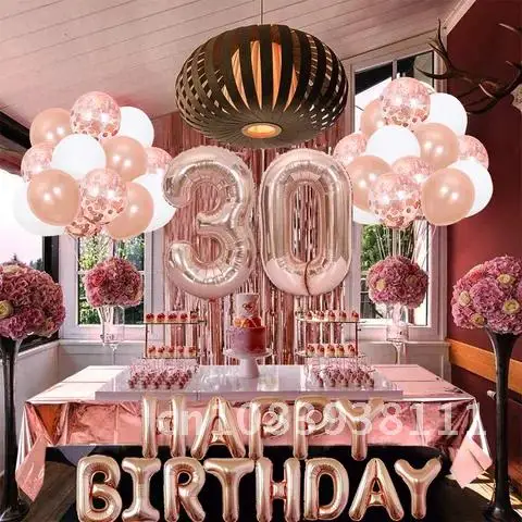 

32 PCS Adult Ceremony Party Decoration Yusi Sequin Birthday Balloon Set 18 Years Old 30 Years Old 40 Years Old 50 Years Old