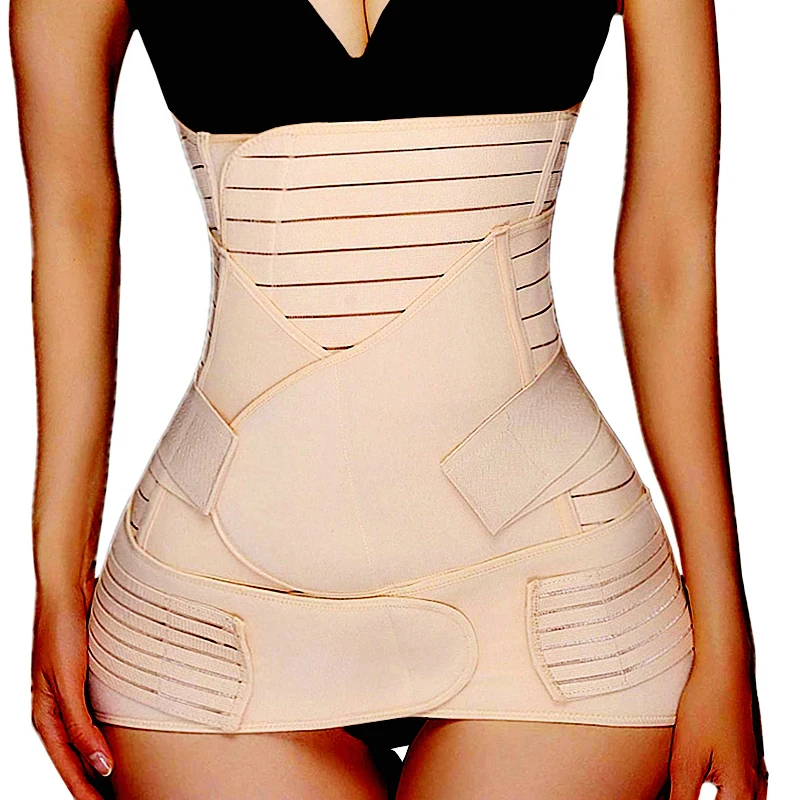 

3 in 1 Postpartum Belly Belt Tummy Band Girdles Corset Body Shaper Strap Postnatal C-Section Waist Trainer Pelvis Wrap Shapewear